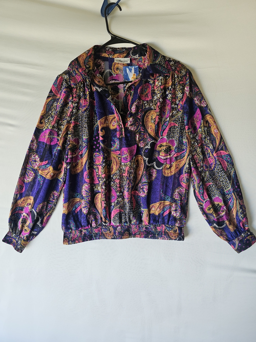 Vintage 80s/90s Mariani NY Blouse - Paisley Print with Metallic Threads - NWT